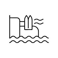 Fototapeta premium Line art of a hydroelectric dam with water flow, representing renewable energy from water resources.