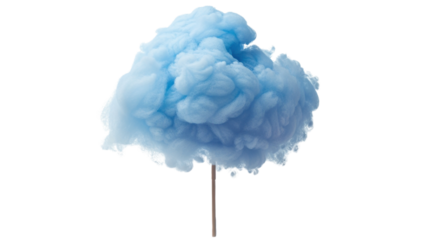 Light blue cotton candy with transparent background representing sweetness and fun