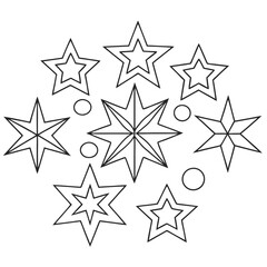 Obraz premium Star Pattern with Geometric Shapes and Circles on Transparent Background