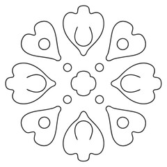 Naklejka premium Floral Mandala Heart Pattern Outline – Minimal Line Art Vector for Boho, Spiritual & Craft Designs