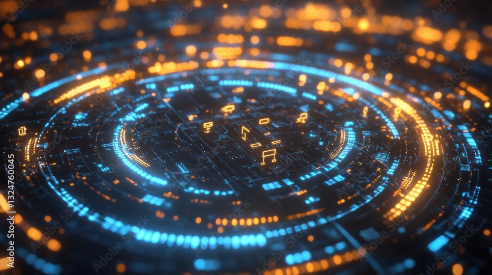 Poster circular interface of music notation