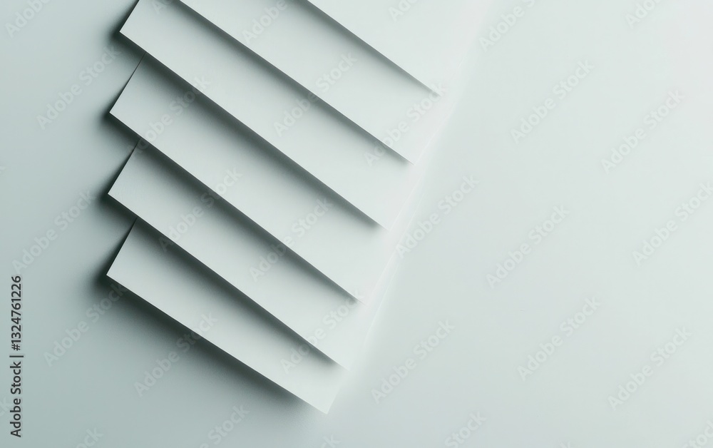 Poster abstract white paper sheets with subtle shadows on gray background