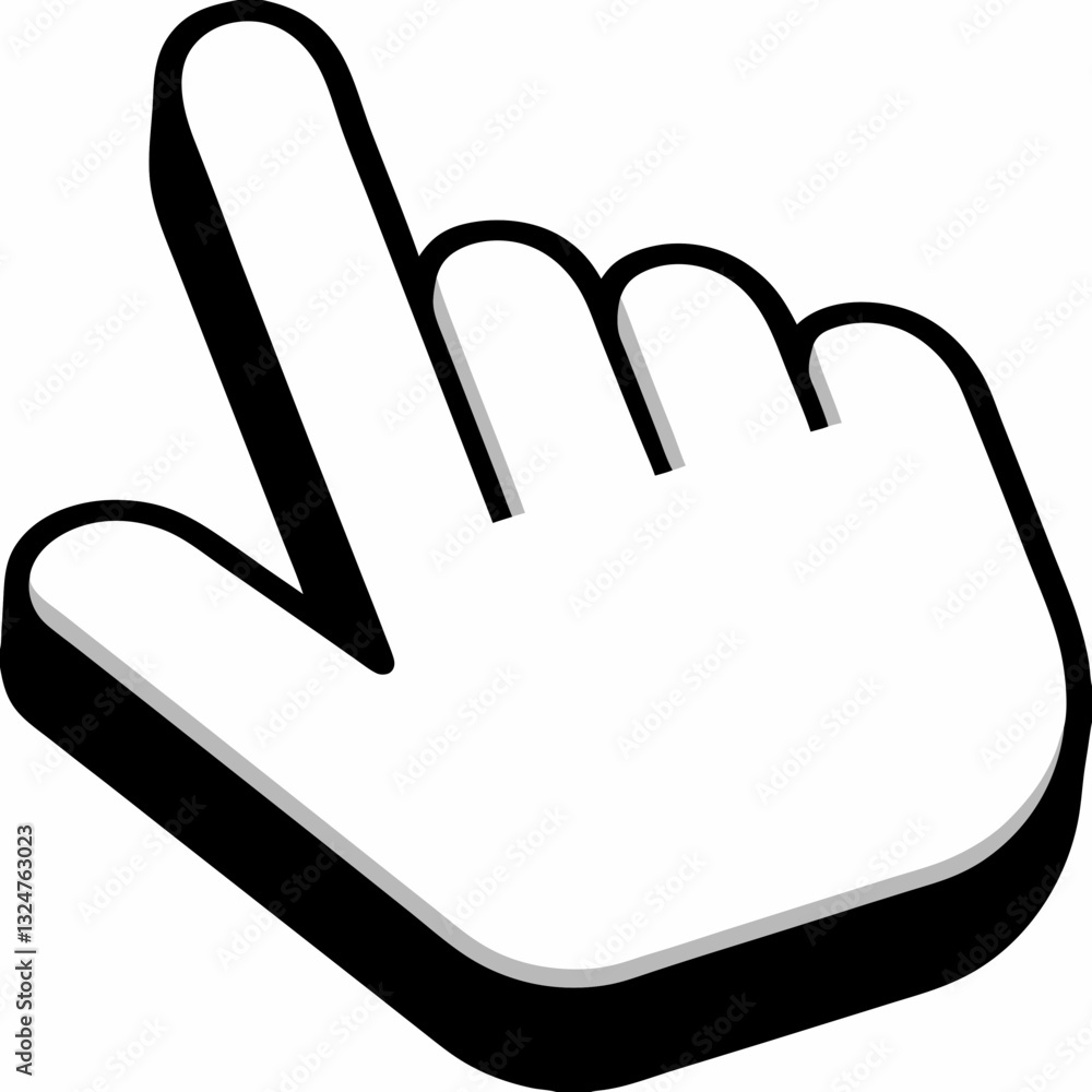 Poster 3d hand pointer cursor icon – click gesture