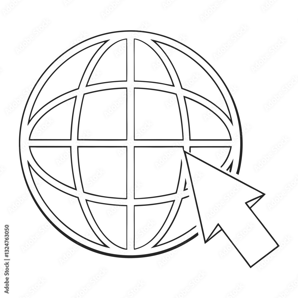 Aufkleber internet globe with cursor icon – web navigation symbol