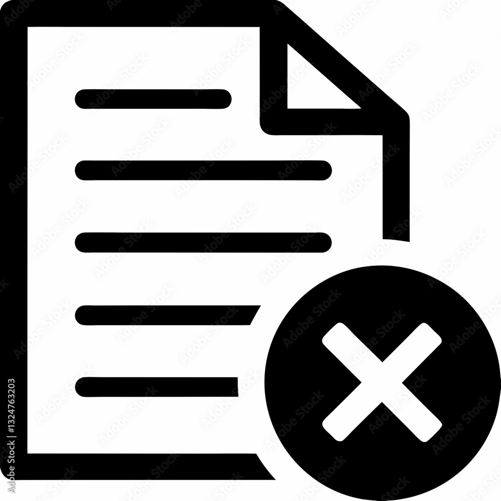 Poster document with cross mark - file deletion or rejection symbol