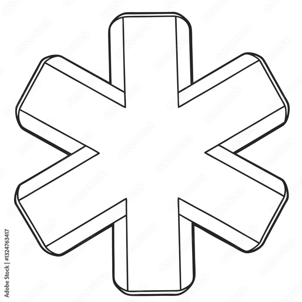 Aufkleber 3d star-like asterisk symbol icon for graphic design and text formatting