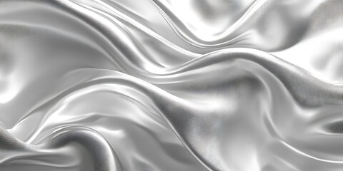 Fototapeta premium Silver fabric, wavy folds, smooth texture