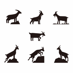 Goat Silhouette Illustrations on Transparent Background for Animal and Wildlife Art