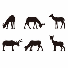 Goat Silhouette Illustrations on Transparent Background for Animal and Wildlife Art