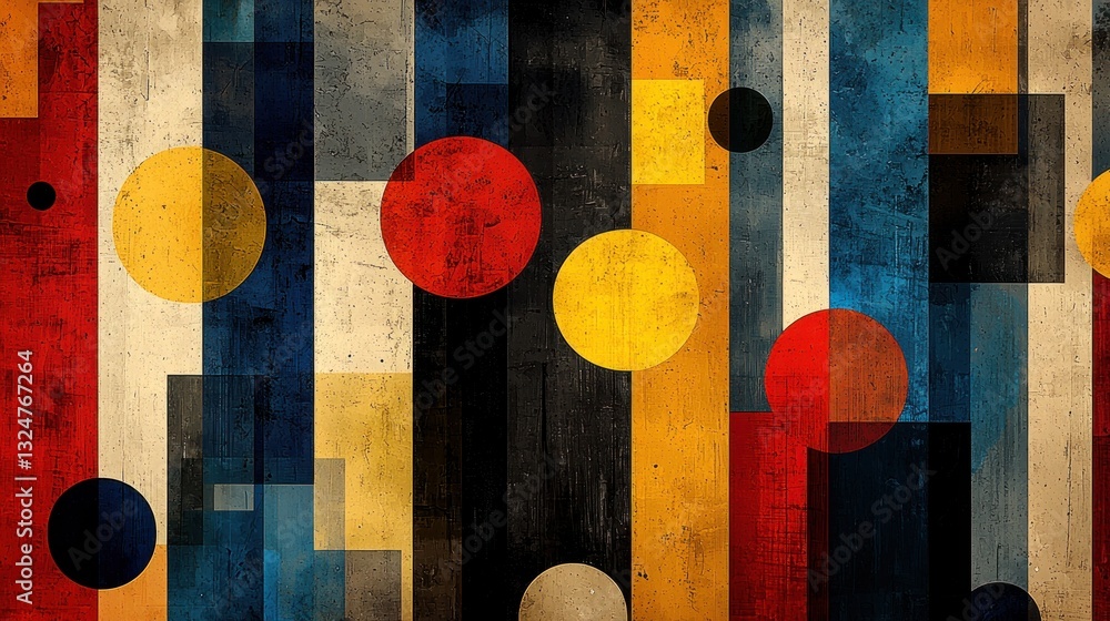 Poster colorful geometric abstract background with circles and rectangles art composition