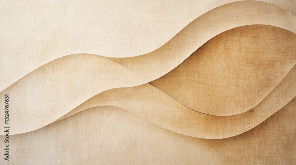 Poster warm wooden texture featuring soft flowing lines in beige and brown tones with an organic and modern
