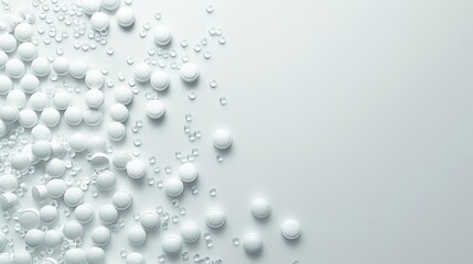 Close up view of several pills on a white background with clean lines and minimal details