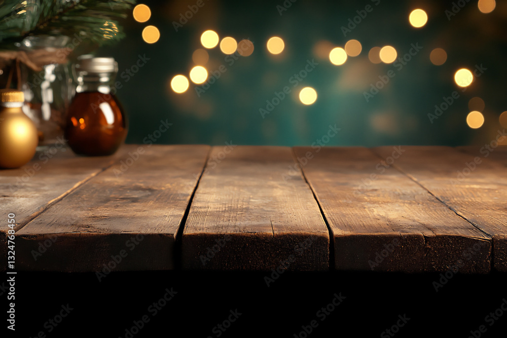Poster blurred background of an empty table in front of a blurred interior with b