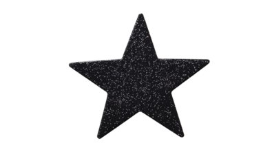 Black Glitter Star with Sparkling White Speckles on Transparent Background