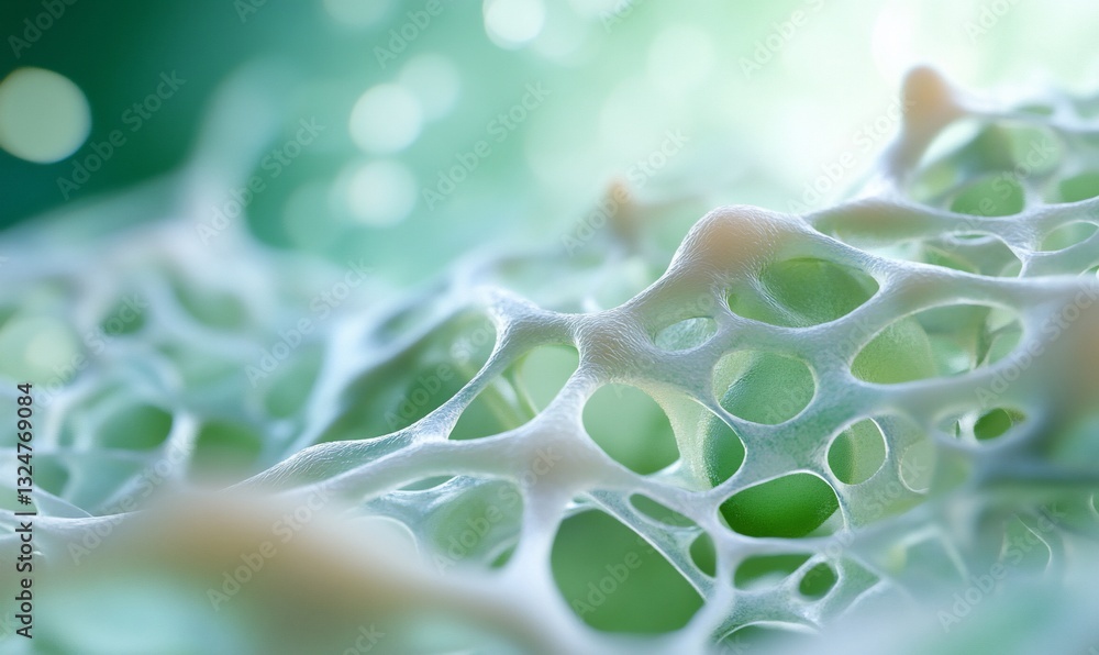 Poster abstract cellular network structure soft green white texture