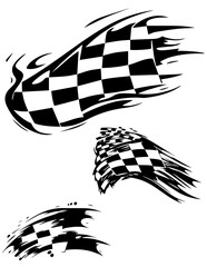 Racing Checkered Flag Flames FireAutomotive Car Decal Design Clip Art Motorcycle Race Graphics illustration