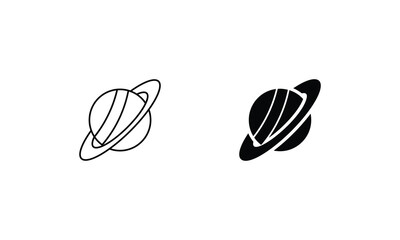 Saturn icons set line and glyph vector stock illustration