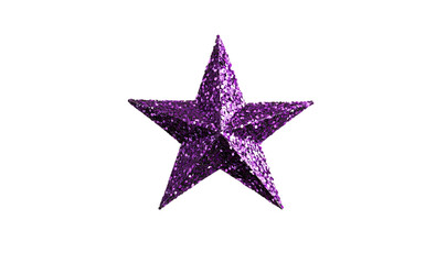 Fototapeta premium Shiny Purple 3D Glitter Star Ornament - High-Resolution Festive Decoration with Sparkling Texture on Transparent Background