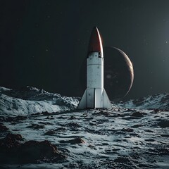 Stranded rocket on a desolate alien planet