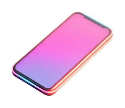 Modern smartphone with futuristic gradient interface design, cut out