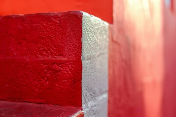 A Close-Up View of a Red and White Wall