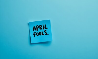 Humorous Reminder, 'April Fools' Message on Blue Note for Festive Pranks