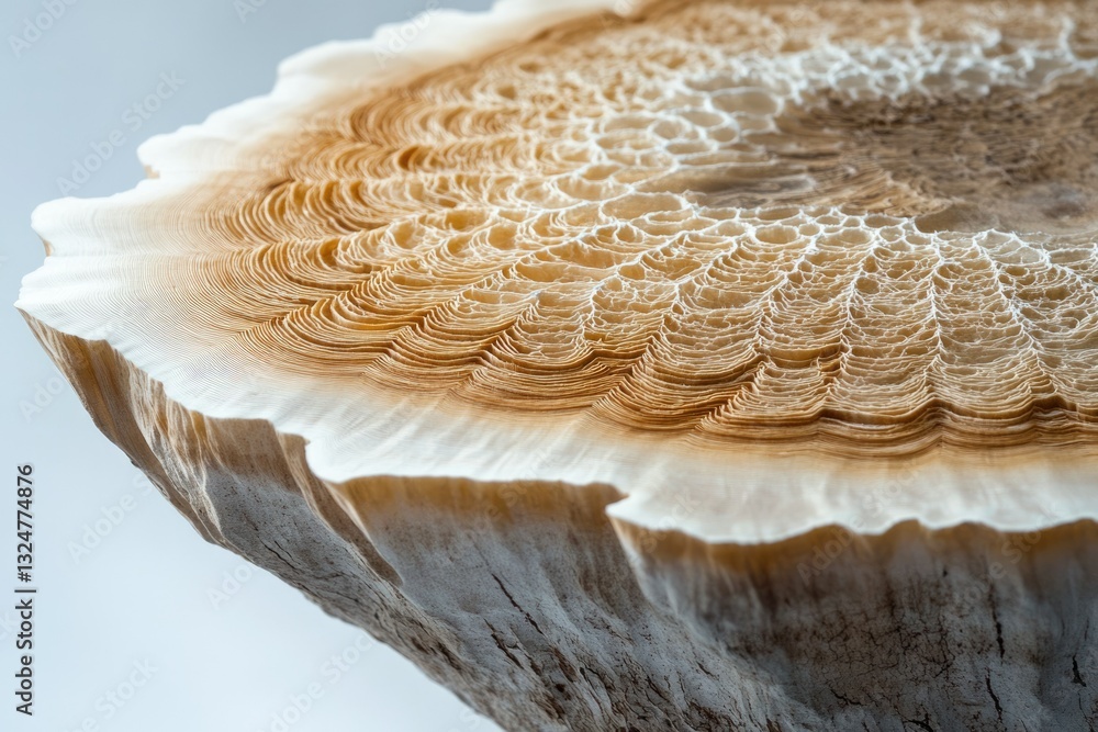 Poster intricate layered structure resembling a cross-section of a tree or geological formation.