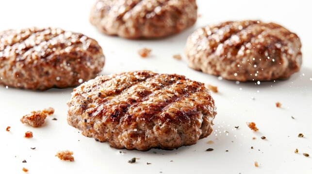 Grilled Sausage Patties with Seasoning and Crumbs