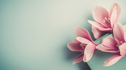 Close up artistic shot of a handcrafted Mothers Day card adorned with delicate floral designs set against a minimalist background