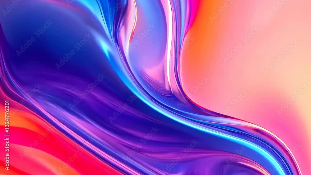 Poster vibrant fluid motion of colorful waves creating hypnotic abstract patterns in liquid design