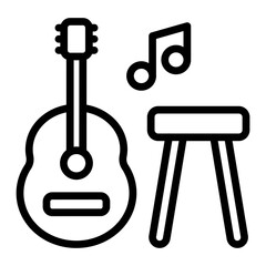 Acoustic Guitar (Live Performance) Vector Line Icon Design