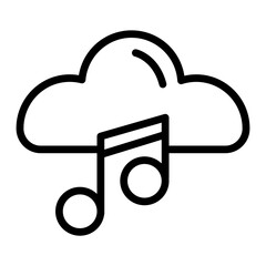 Music Cloud (Streaming) Vector Line Icon Design