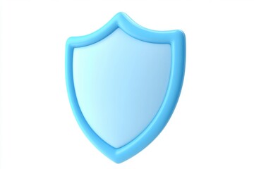 Shield of Security: A pristine, three-dimensional rendering of a stylized blue shield, representing protection, security, and safety, set against a plain background.