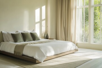 A spacious modern bedroom viewed from the entrance