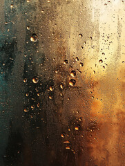 Raindrops on a window during a colorful sunset
