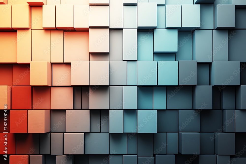 Poster abstract geometric array with dynamic gradients and boxy structures