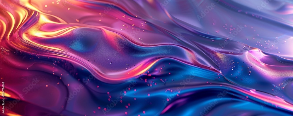 Poster modern fluid art-inspired background with seamless gradients and metallic sheen creating vibrant vis