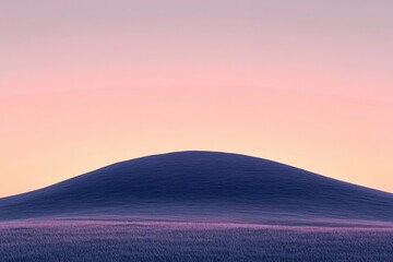 Naklejka premium Serene landscape at sunset, featuring a gently rolling hill under a pastel sky.