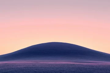 Gardinen Serene landscape at sunset, featuring a gently rolling hill under a pastel sky. © stockphoto02