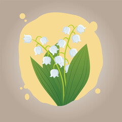 Lily of the valley on an isolated background Vector flat illustration of summer flower. Spring holiday, Easter holiday