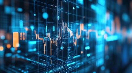 Financial trading concept with graphs and charts overlaying office tools on a digital background