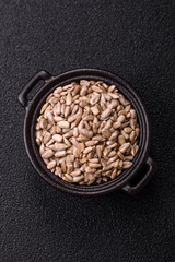 Peeled sunflower seeds in a bowl, an ingredient for making vegetarian food