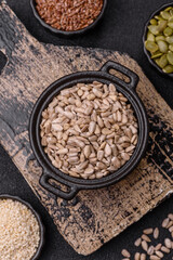 Peeled sunflower seeds in a bowl, an ingredient for making vegetarian food