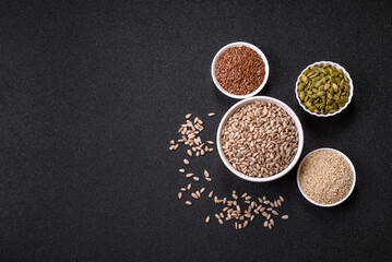 Peeled sunflower seeds in a bowl, an ingredient for making vegetarian food