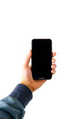 mobile phone in hand isolated
