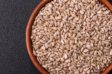 Peeled sunflower seeds in a bowl, an ingredient for making vegetarian food