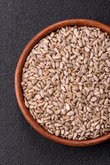 Peeled sunflower seeds in a bowl, an ingredient for making vegetarian food