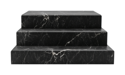 Black marble steps with white veins, cut out