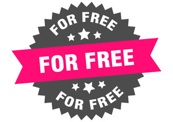 for free. for free round pink label isolated on transparent background