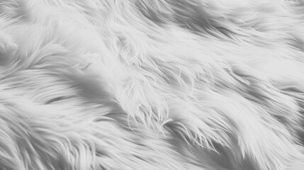 Close-up of luxurious white faux fur, soft plush texture, elegant and fluffy material